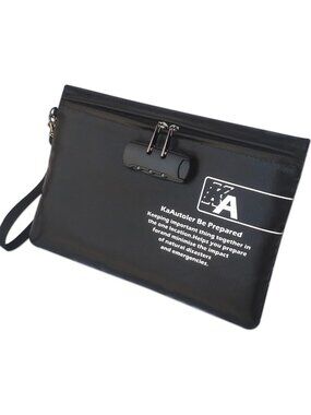 Fireproof Waterproof Money Bag with Lock & Zipper Closure - Secure Cash Pouch